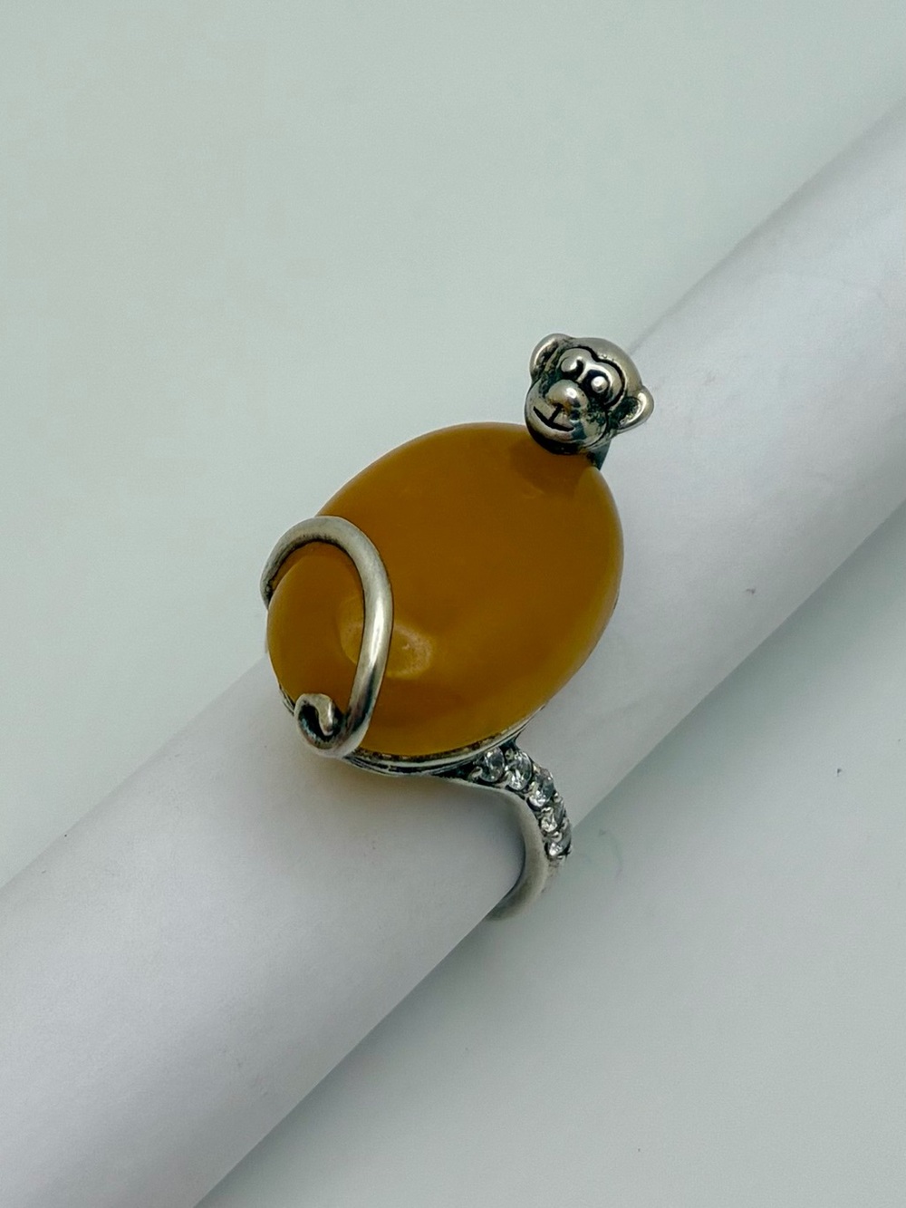 Sterling silver citrine monkey ring